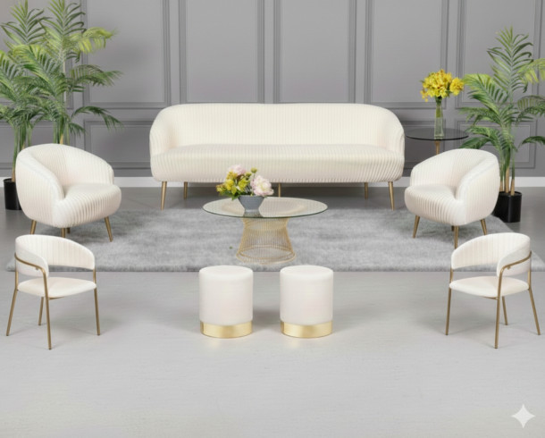 Lounge Felpa Blanco Plisado + Dorado