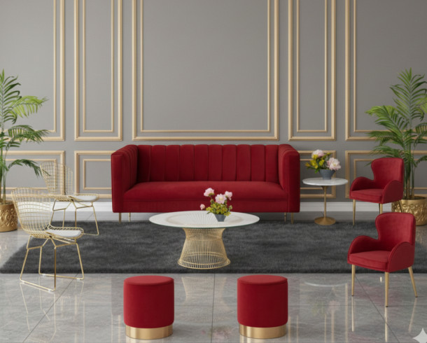 Lounge Rojos Felpa + Negro