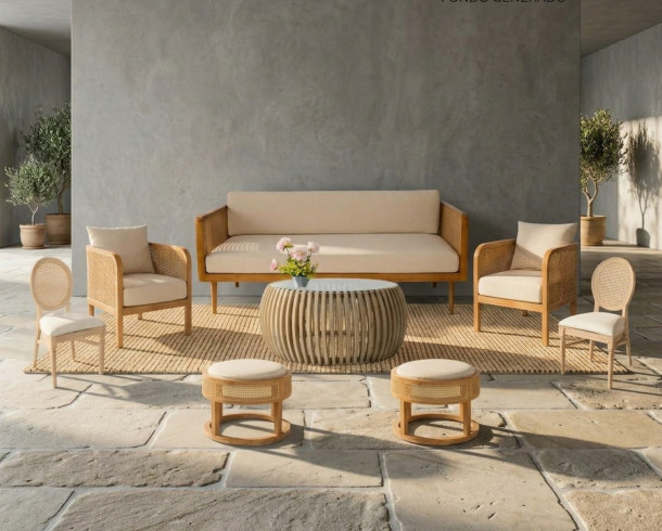 Lounge Beige Enjuncado Cuadrado, 9 px
