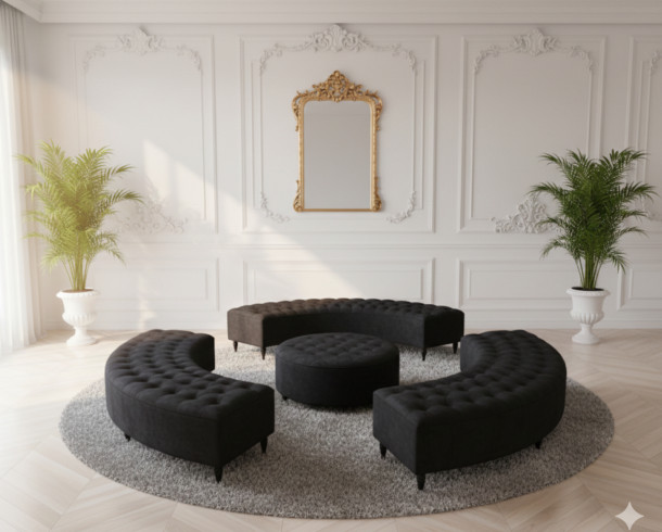 Lounge Banquetas Negro 1, Felpa