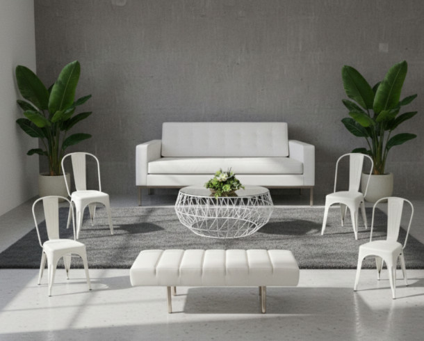 Lounge FK Blanco + Sillas Tolix Blancas 2