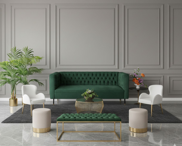 Lounge Felpa Verde  y blanco , 8 a 9 Pax