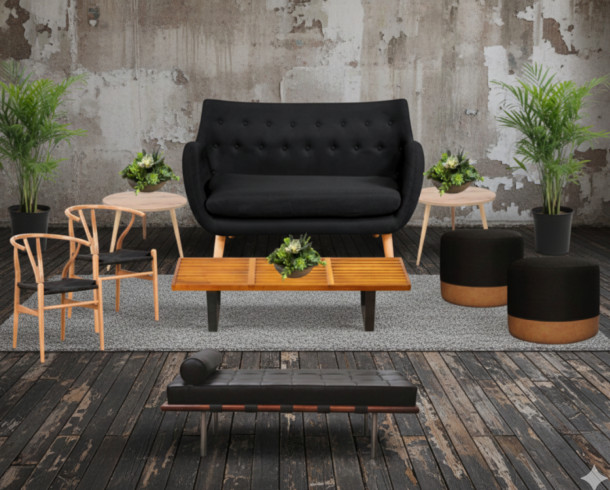 Lounge Negro Tela 4, 8 pax.