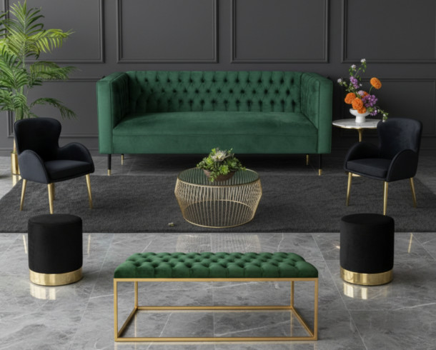 Lounge Felpa Verde  y negro 8 a 9 pax.