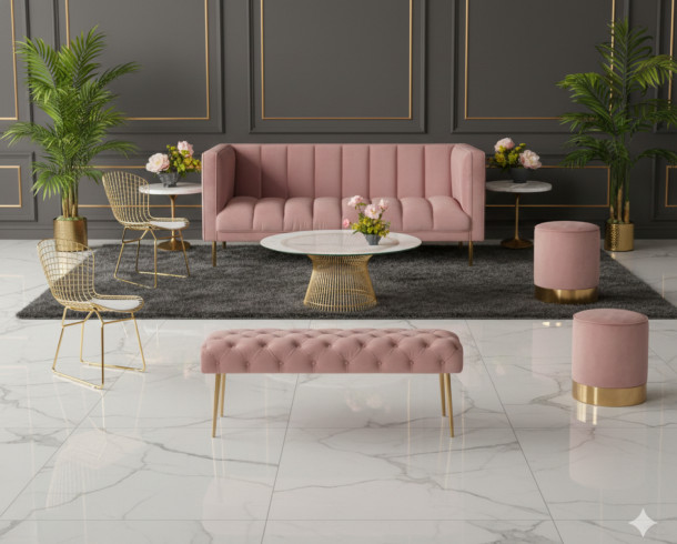 Lounge Felpa Rosado + Dorado 2