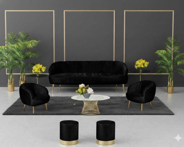 Lounge Felpa Negro Plisado 2, 9 px