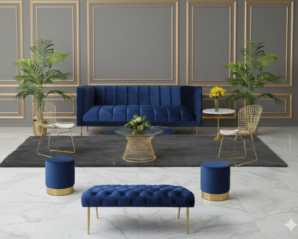 Lounge Felpa Azul Rey y Dorado