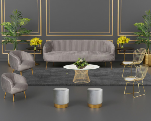 Lounge Felpa Gris Plisado + Dorado 2