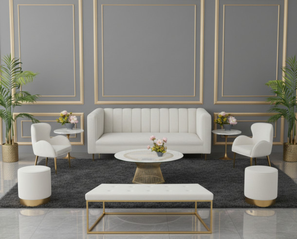 Lounge Felpa Blanco 2 y Dorado