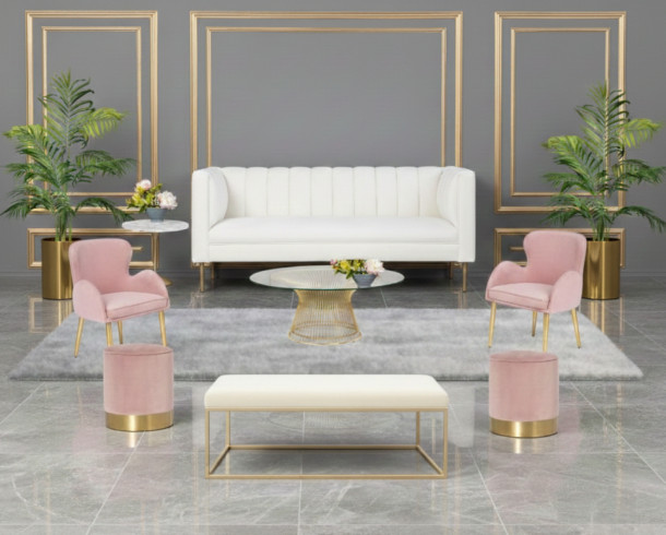 Lounge Felpa Blanco Y Rosado