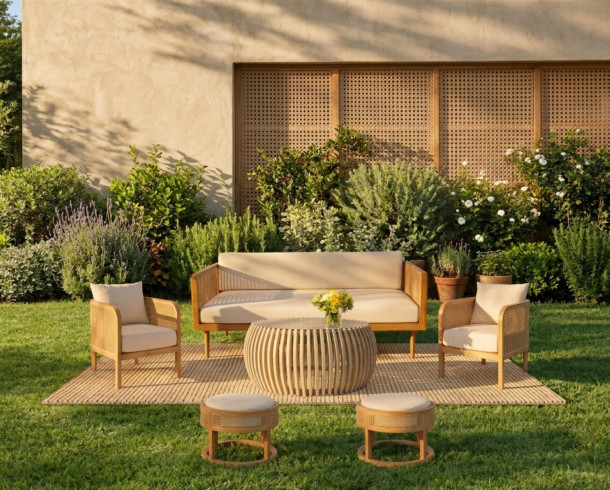 Lounge Beige Enjuncado Cuadrado, 7px