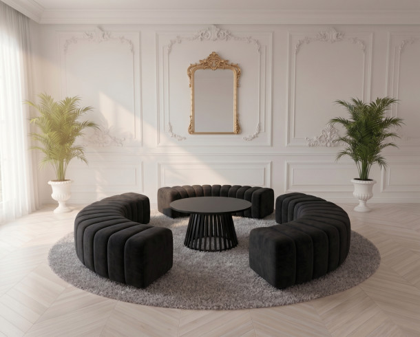 Lounge Banquetas Negro 1, Felpa