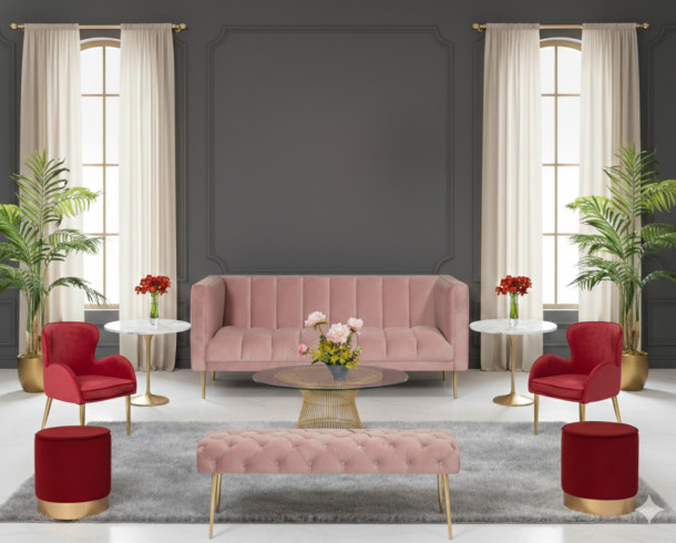 Lounge Rosado Felpa + rojo