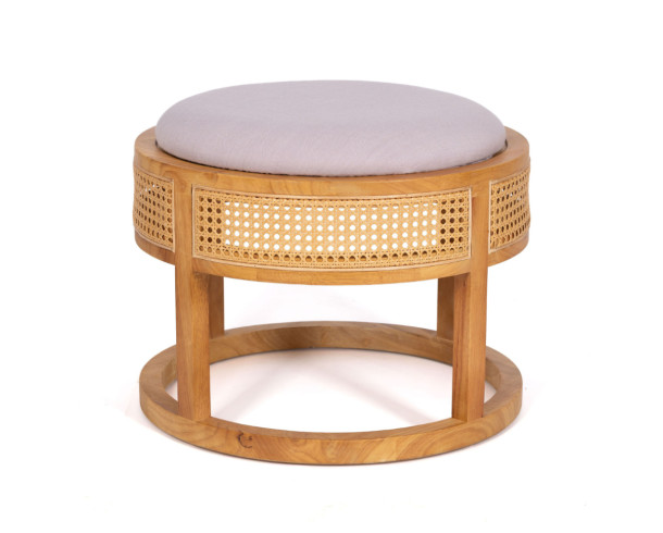 Pouf Redondo Lavanda Enjuncado, D: 55 cm, Alt: 45 cm