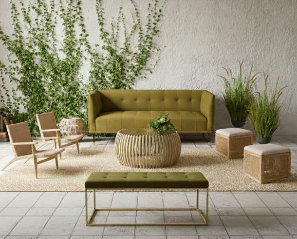 Lounge Felpa Verde Musgo y Mimbre