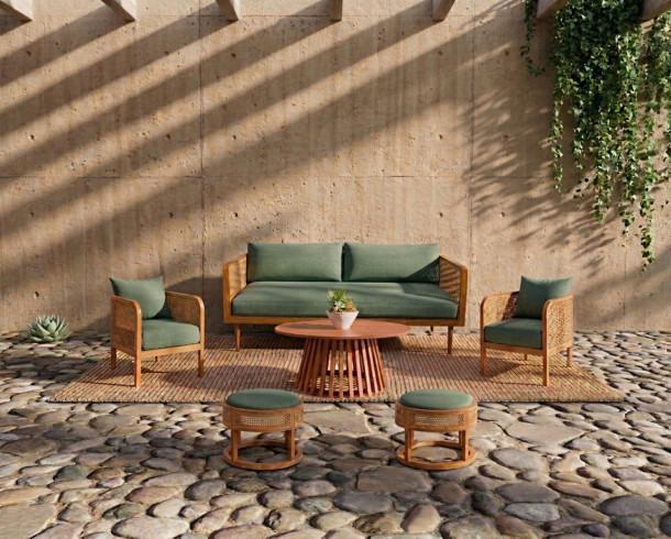 Lounge Verde Olivo Enjuncado Cuadrado, 7px