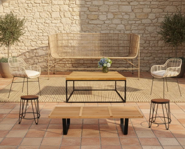 Lounge mimbre fierro