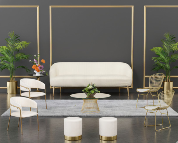 Lounge Felpa Blanco Plisado + Dorada 2